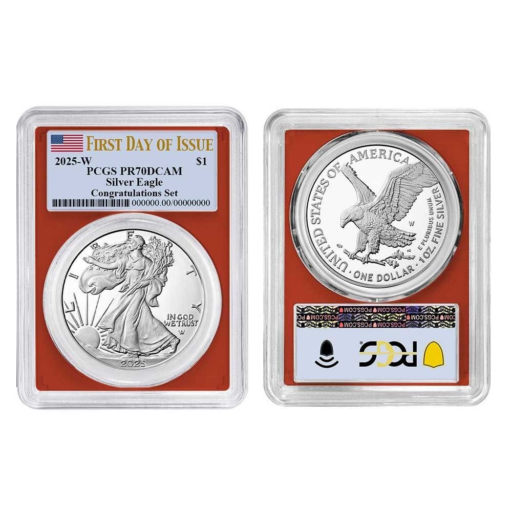 2025 W Proof 1 American Silver Eagle Congratulations Set 3 pc PCGS