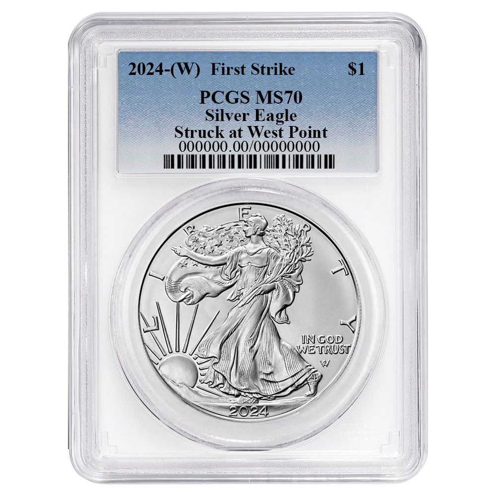 2025 W 1 American Silver Eagle PCGS MS 70 FS Blue Label White Frame