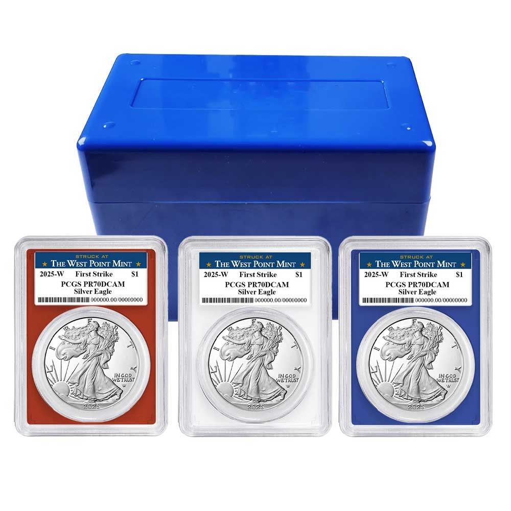 2025 W Proof 1 American Silver Eagle 3 pc Set PCGS FS West Point Label
