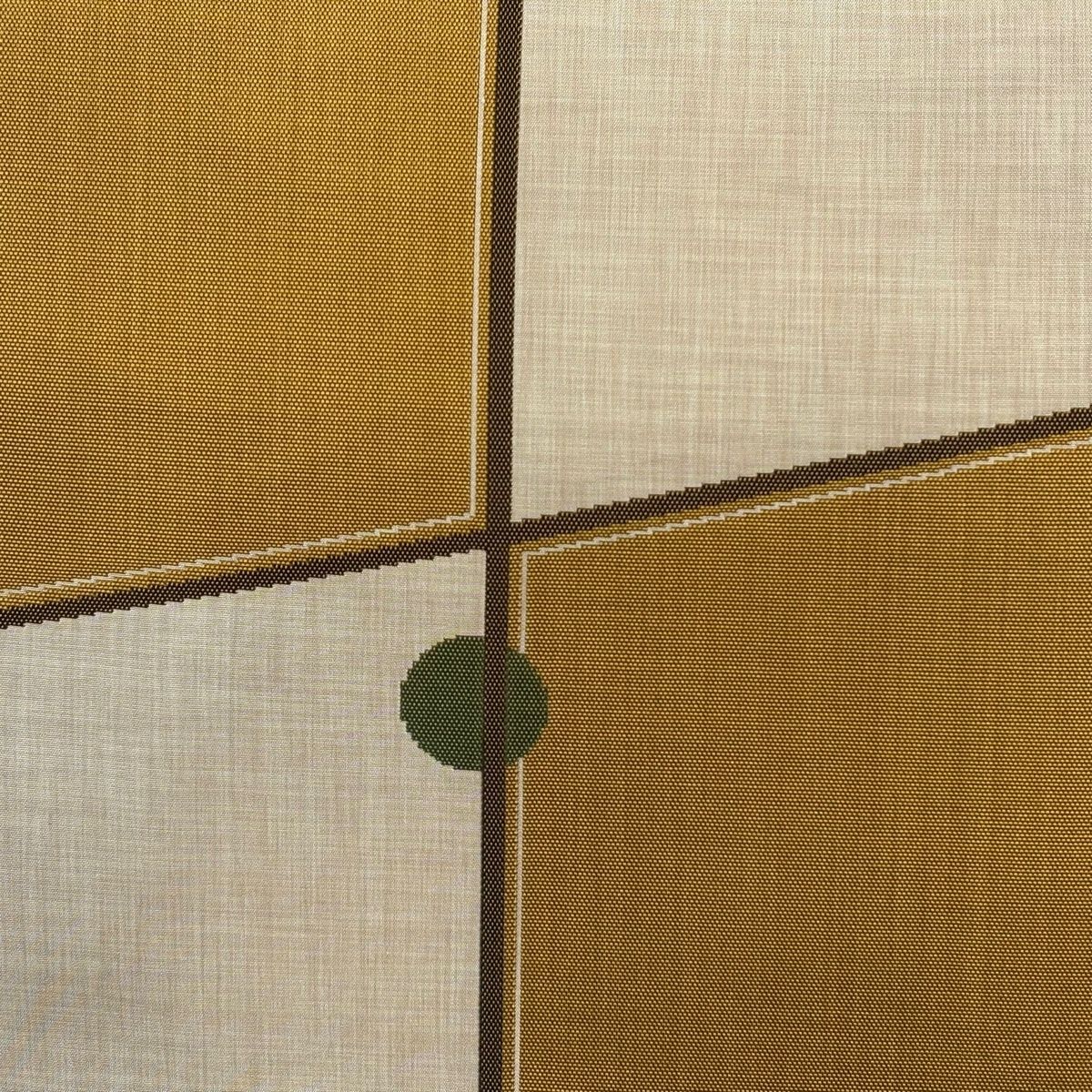 美品】 袋帯 名品 木屋太 落款 幾何学模様 山吹茶色 六通 正絹 【中古