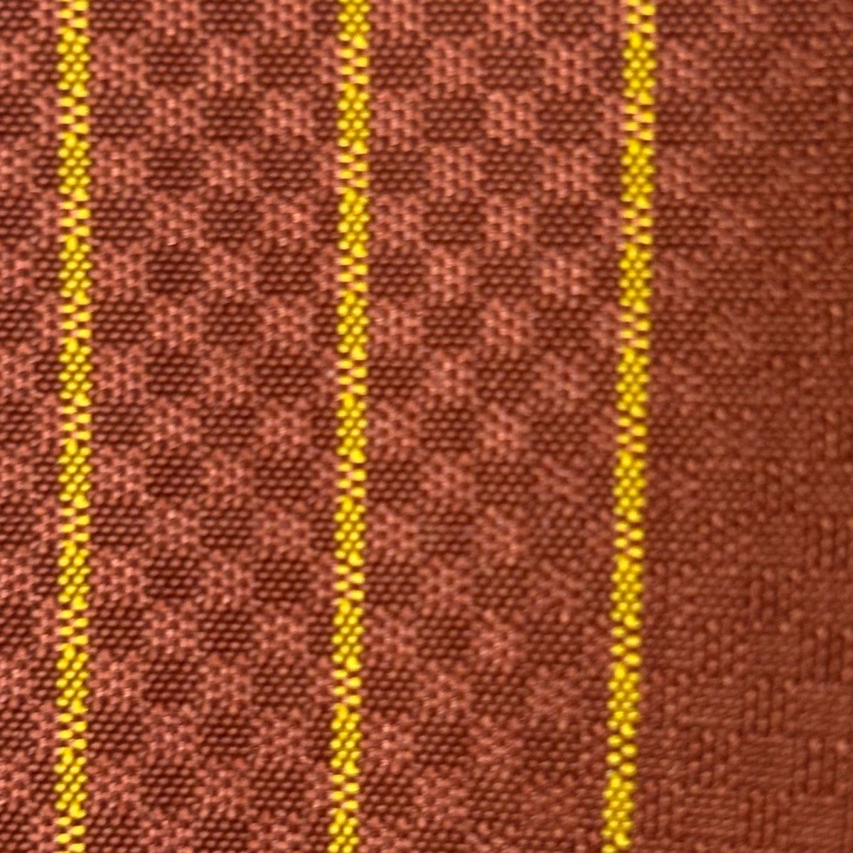  紬 身丈163 cm 裄丈66.5 M 袷 山下八百子 黄八丈 綾織 縦縞 茶色 正絹 紬 着物