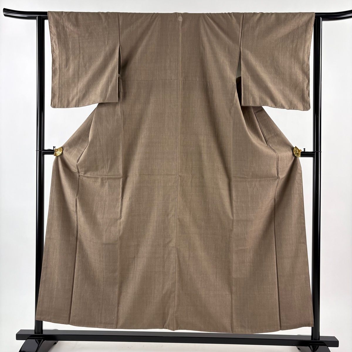 結城紬 身丈155.5 cm 裄丈63 S 袷 本場結城紬地 証紙 灰茶 正絹 一つ紋