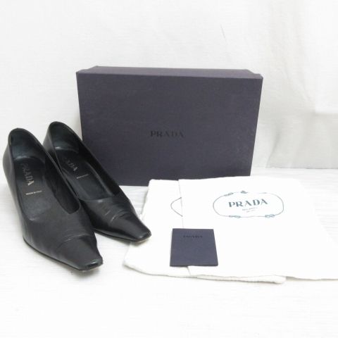 プラダ PRADA 本革 レザー パンプス 40 約27cm 黒 ブラック 靴