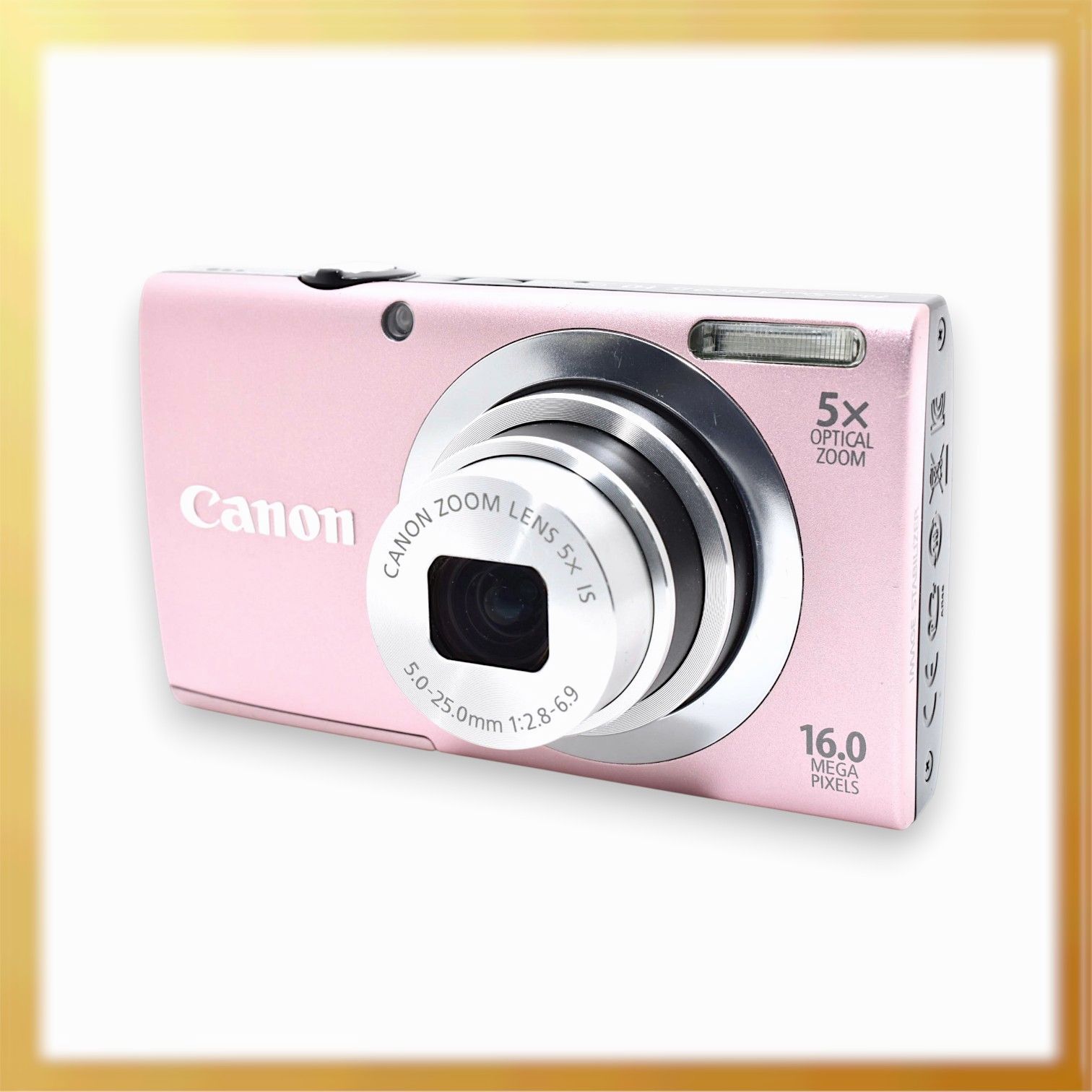 極美品｜Canon PowerShot A2400IS 1600万画素 光学5倍ズーム ピンク