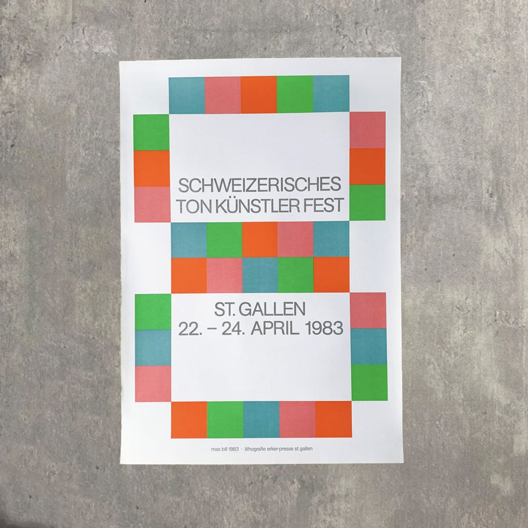 オリジナルリトグラフ Max Bill Schweizerisches Tonkünstlerfest 1983 ポスター St Gallen スイス音楽祭