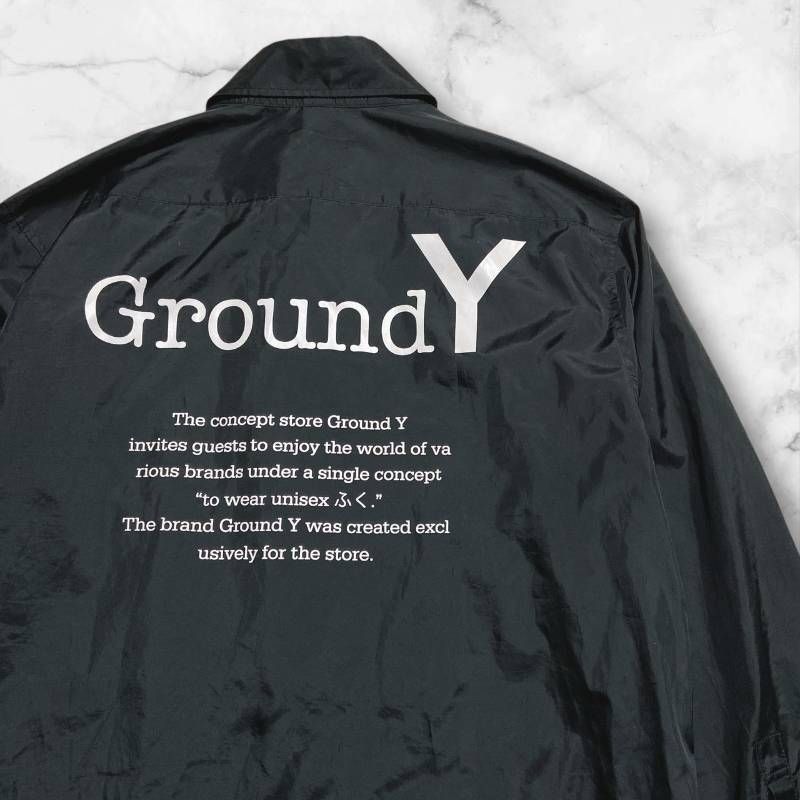 GROUND Y グラウンドワイ メッセージ プリント ロングシャツ 近年 GY Logo Dress Shirt ヨウジヤマモト 黒 サイズ3