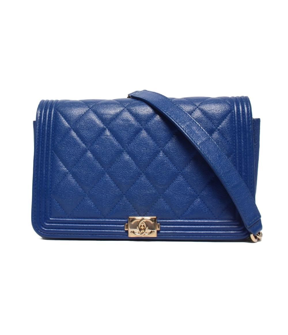 シャネル チェーンショルダーバッグ チェーンウォレット ゴールド金具 キャビアスキン ボーイシャネル マトラッセ レディース CHANEL