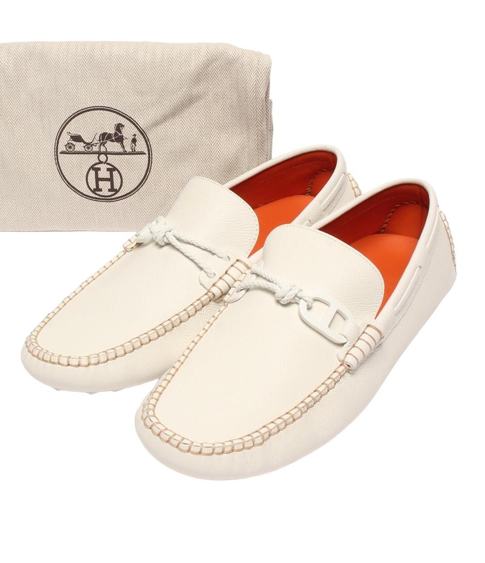 超美品●エルメス　ドライビングシューズ　メンズ　39.5 新品未使用】HERMESドライビングシューズ スエード ネイビー 39.5 楽天