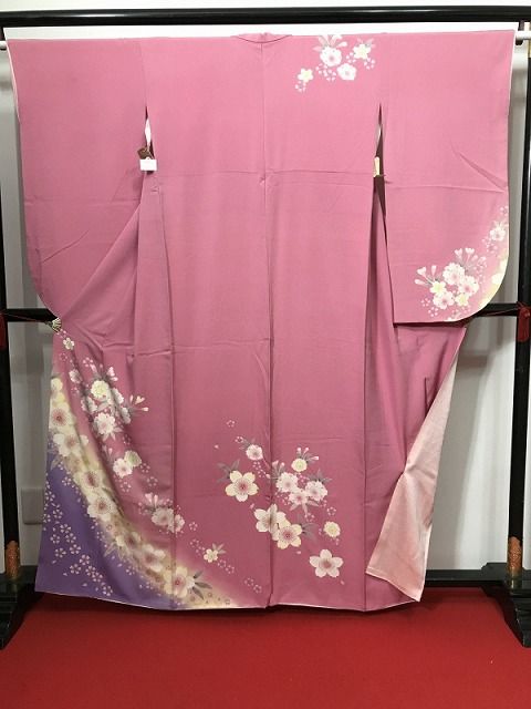 Sサイズ 振袖 正絹 ピンク地に桜模様