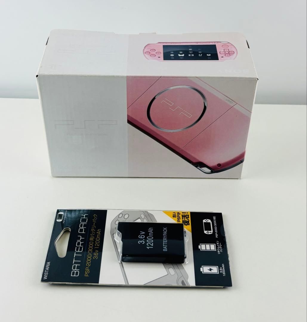 PSP 3000 ピンク 本体 プレステ ポータブル バッテリー付き
