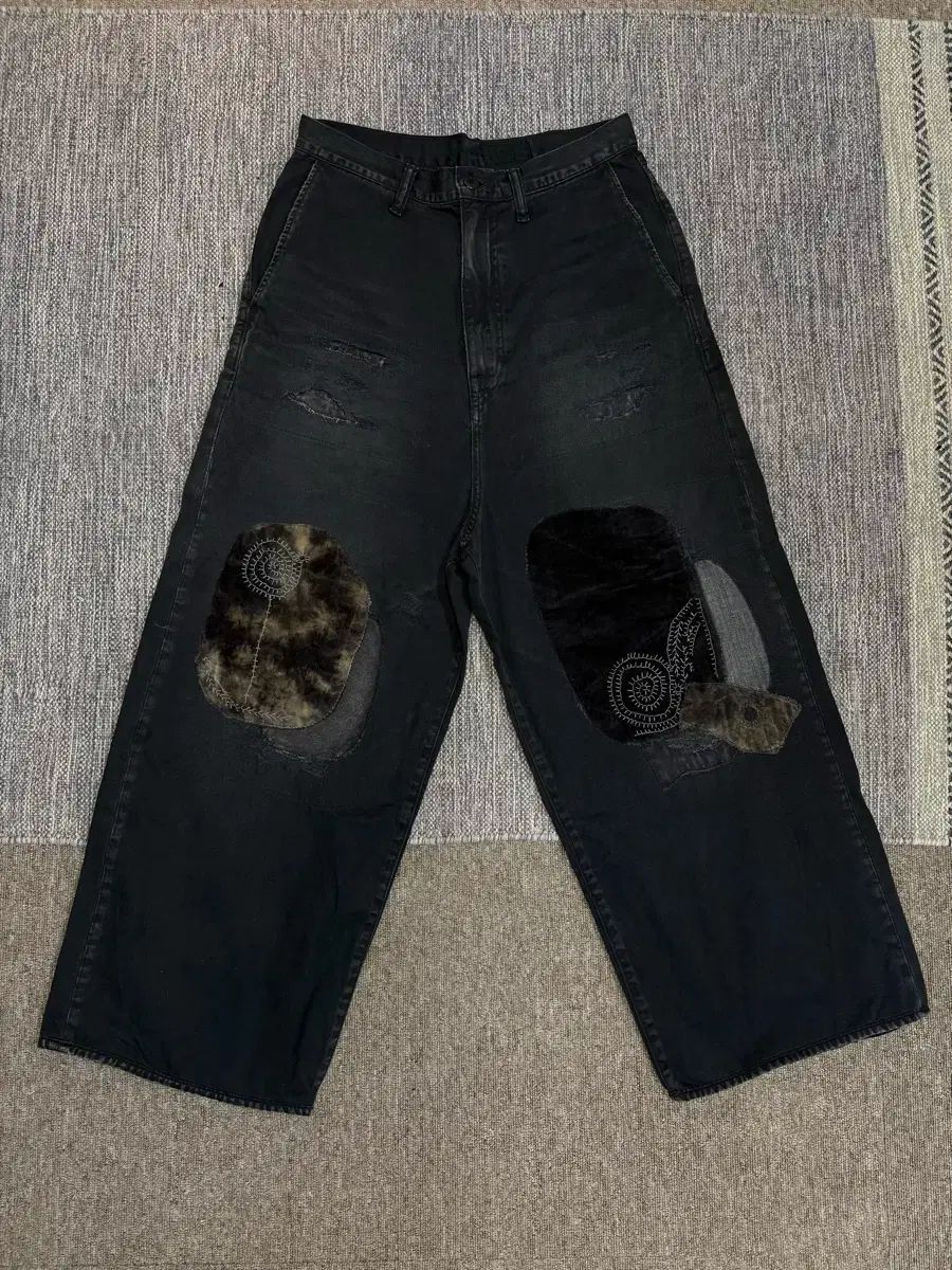 KAPITAL 14ozブラック×キナリデニム ポートバギーパンツ Mens Pants