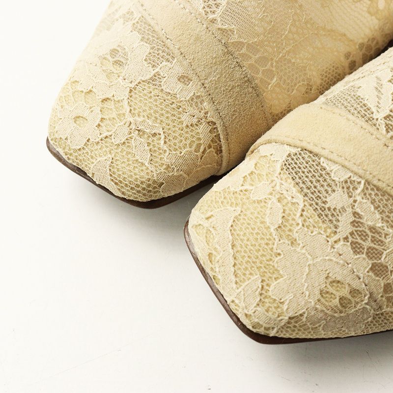 銀座かねまつ GINZA Kanematsu 総レース スクエアトゥ ヒールパンプス