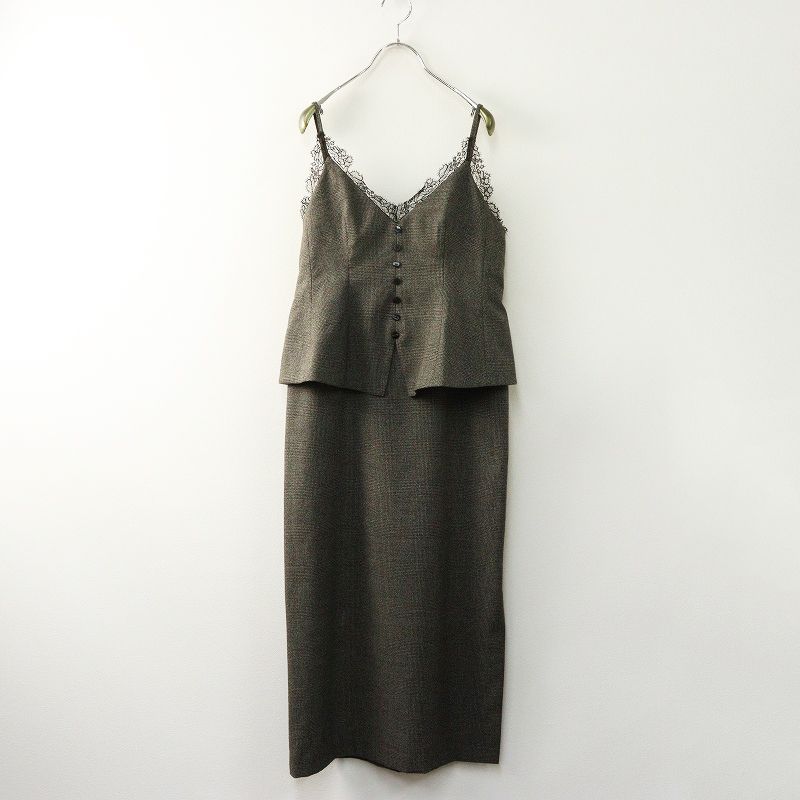 定2.5万 2025 AW ジャスグリッティー ペプラムキャミジャンスカ 1 グレンチェックブラウン┃