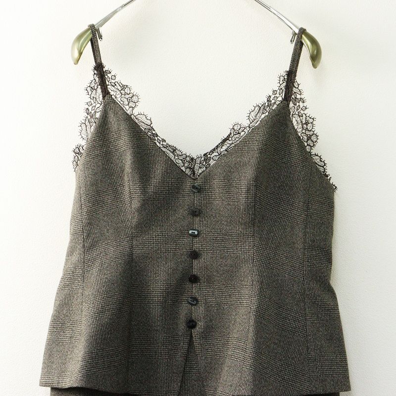  定2.5万 2025 AW ジャスグリッティー ペプラムキャミジャンスカ 1 グレンチェックブラウン┃ その他 その他