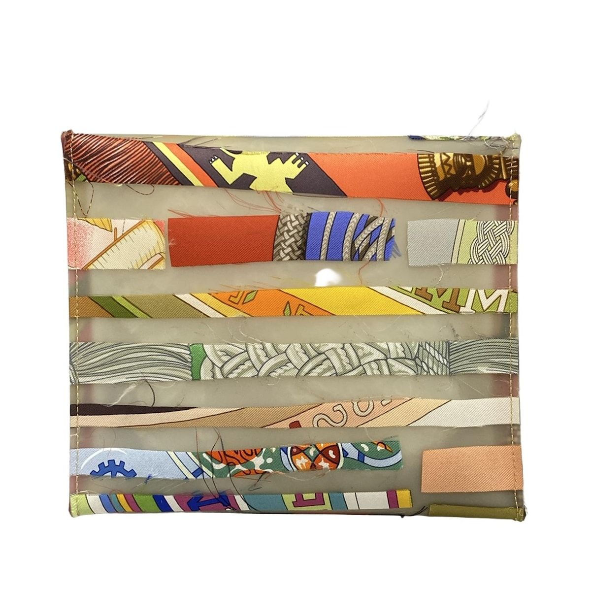 HERMES エルメス ハンドバッグ - ベージュ×レッド×マルチ 2004年-2005年ルーブル美術館 シルク 七分袖 ストレート