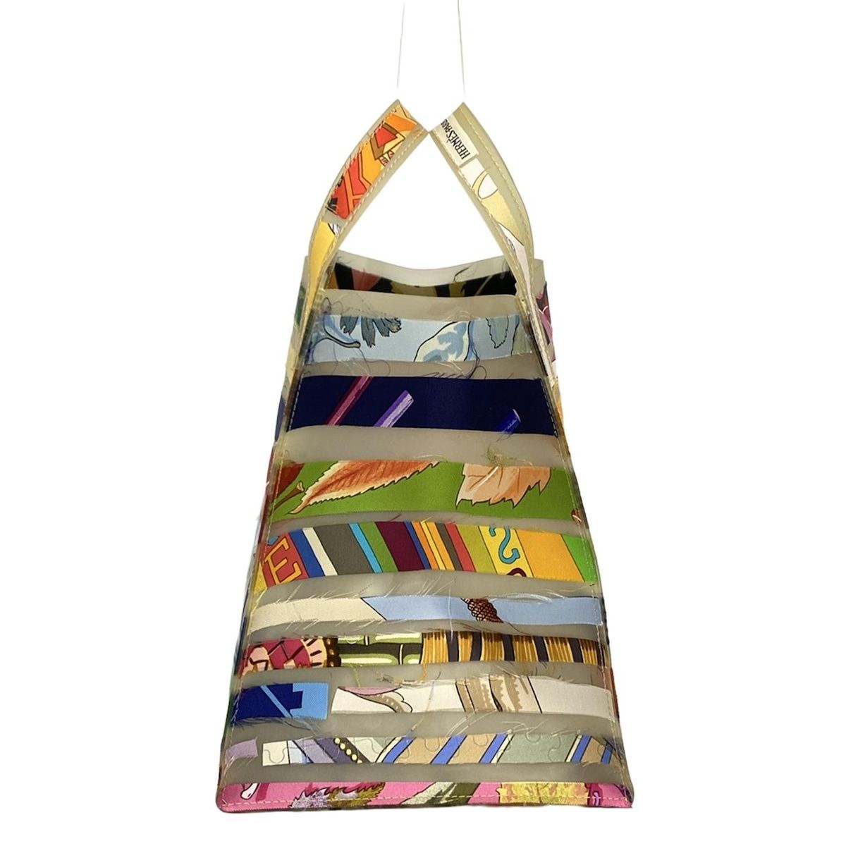 HERMES エルメス ハンドバッグ - ベージュ×レッド×マルチ 2004年-2005年ルーブル美術館 シルク