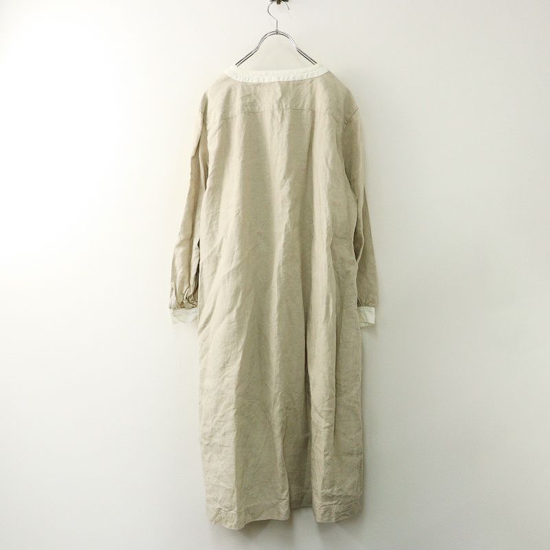 イチアンティークス ICHI Antiquites バンド ギャザーワンピース‖ベージュ ドレス ロング ワイド ゆったり