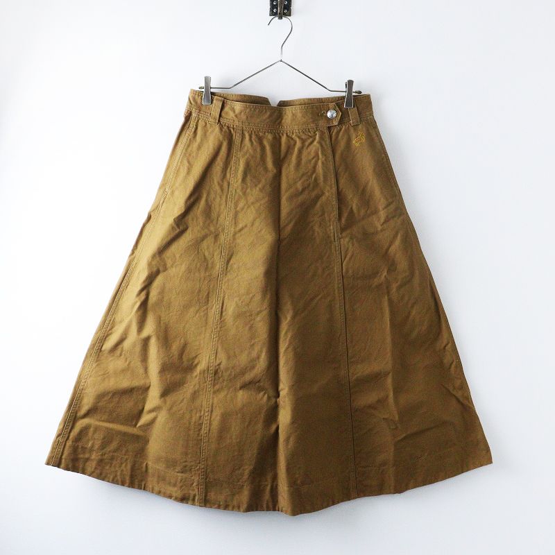 定価3.8万 45 R rpm フォーティファイブアール 高密度ダックのフ スカート 2 ブラウン コットン ロング