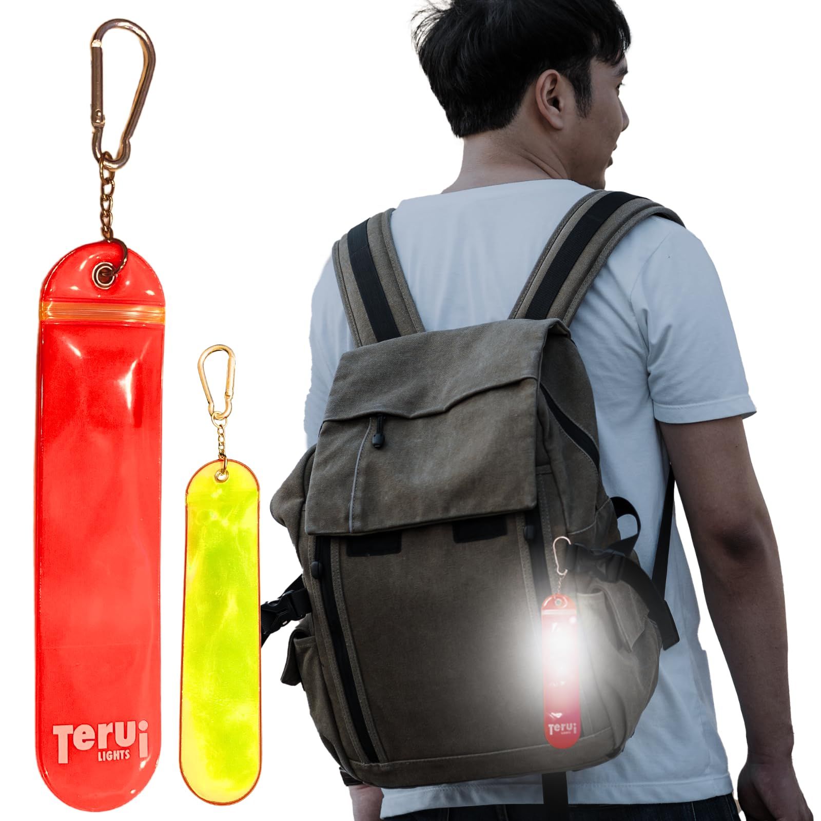 新品 夜 ウォーキング ライト 反射 キーホルダー 反射バンド 自転車 反射板 (1本入り イエローとオレンジ)