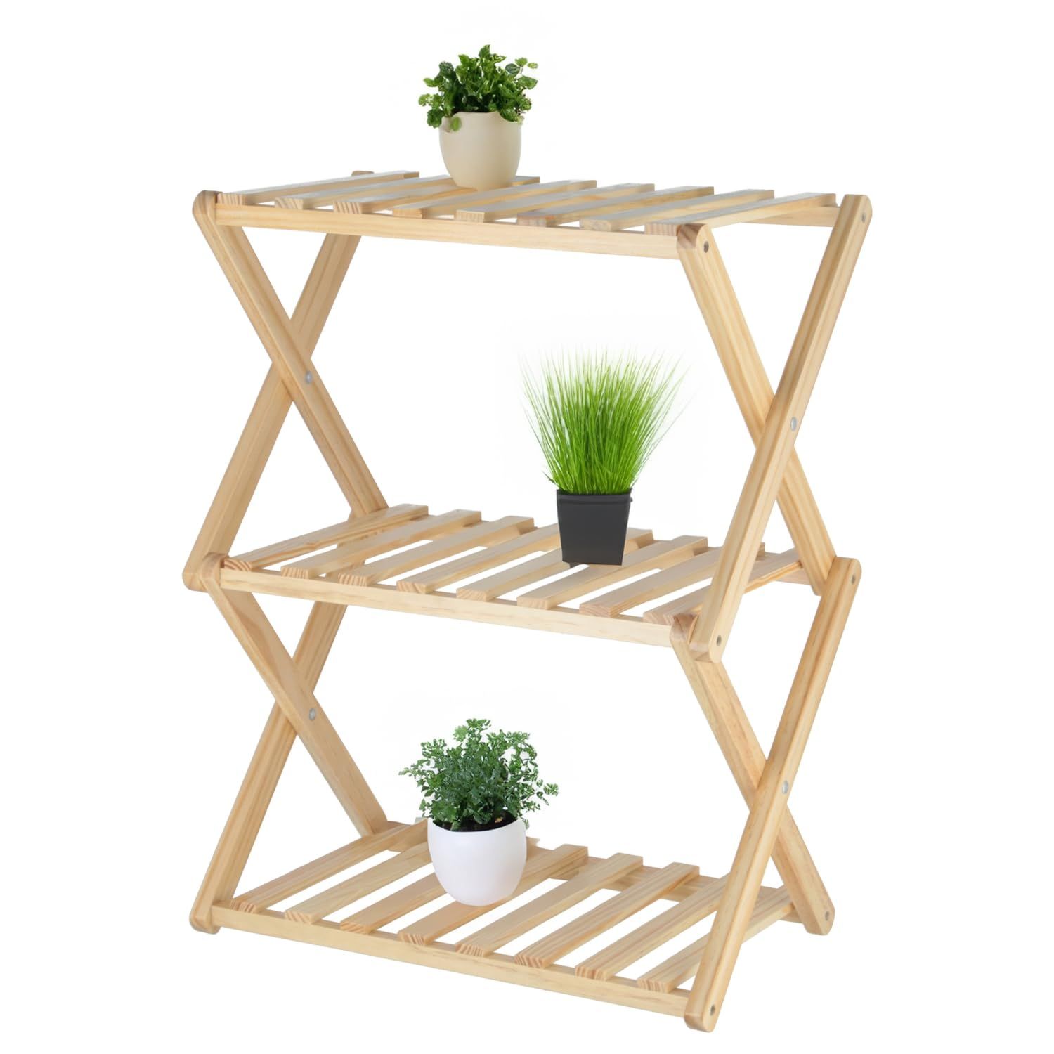 新品 不二貿易 フォールディングラック 3段 幅45×奥行27×高さ62cm ナチュラル 折りたたみ収納棚 木製 インナーボックス対応 リム 72154