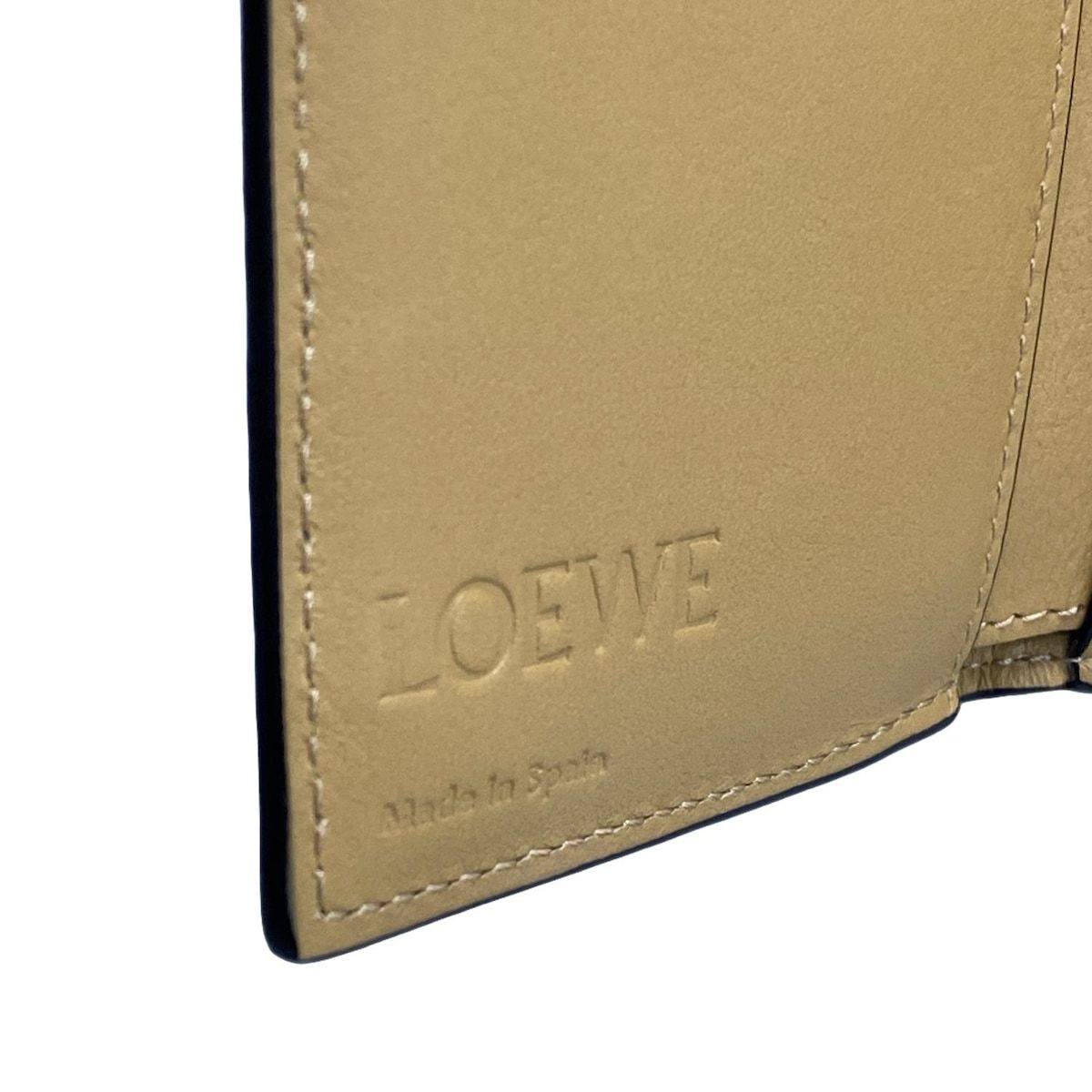  LOEWE ロエベ 3つ折り財布 トライフォールドウォレット ベージュ×イエロー レザー 三つ折り財布 折り財布