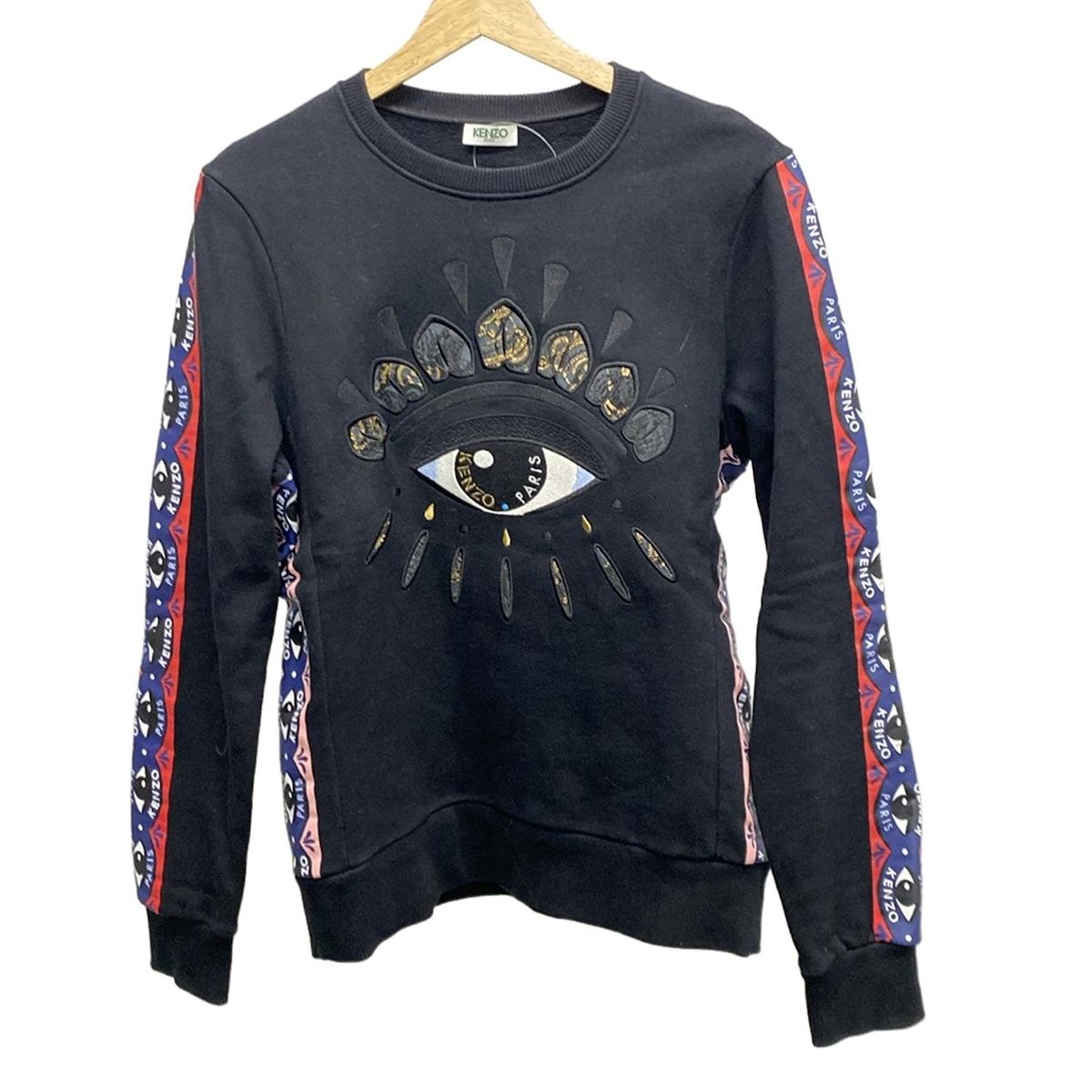 KENZO ケンゾー トレーナー サイズS レディース - 黒×マルチ アイ 刺繍 長袖