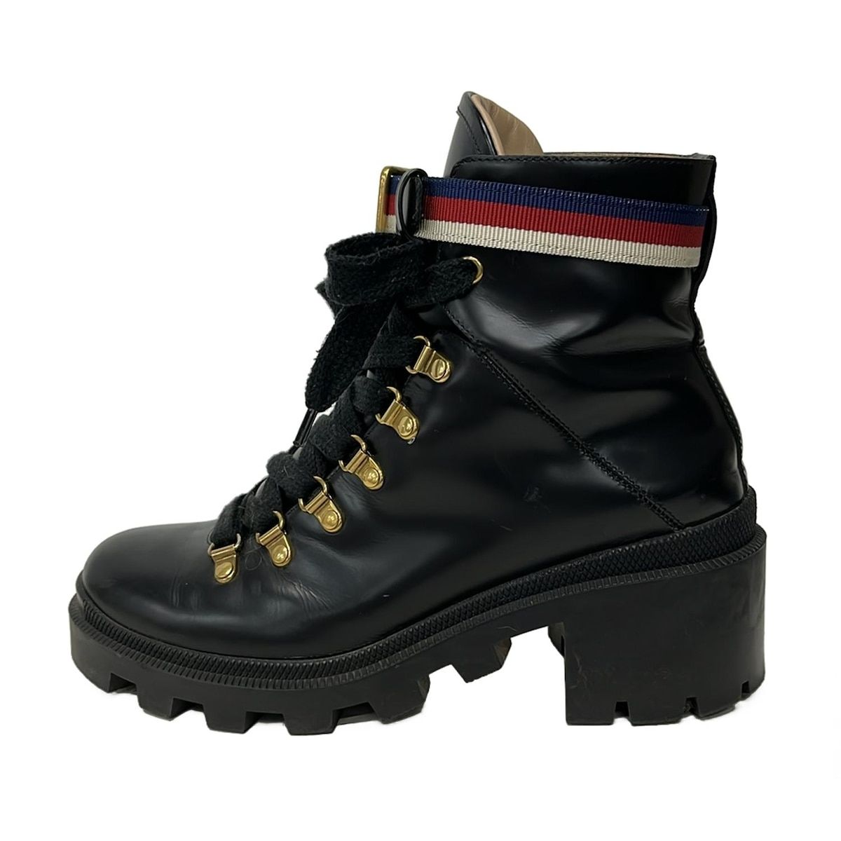 美品✨希少　GUCCI ニット　ショートブーツ　シェリーライン　レザー 箱付き未使用品 】GUCCI グッチ シェリーライン サイドゴアブーツ