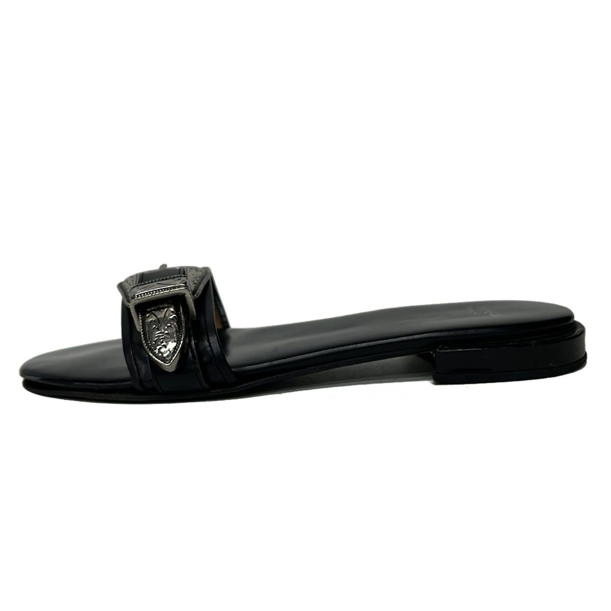 TOGA PULLA トーガプルラ ミュール 38 レディース 黒 シルバー レザー