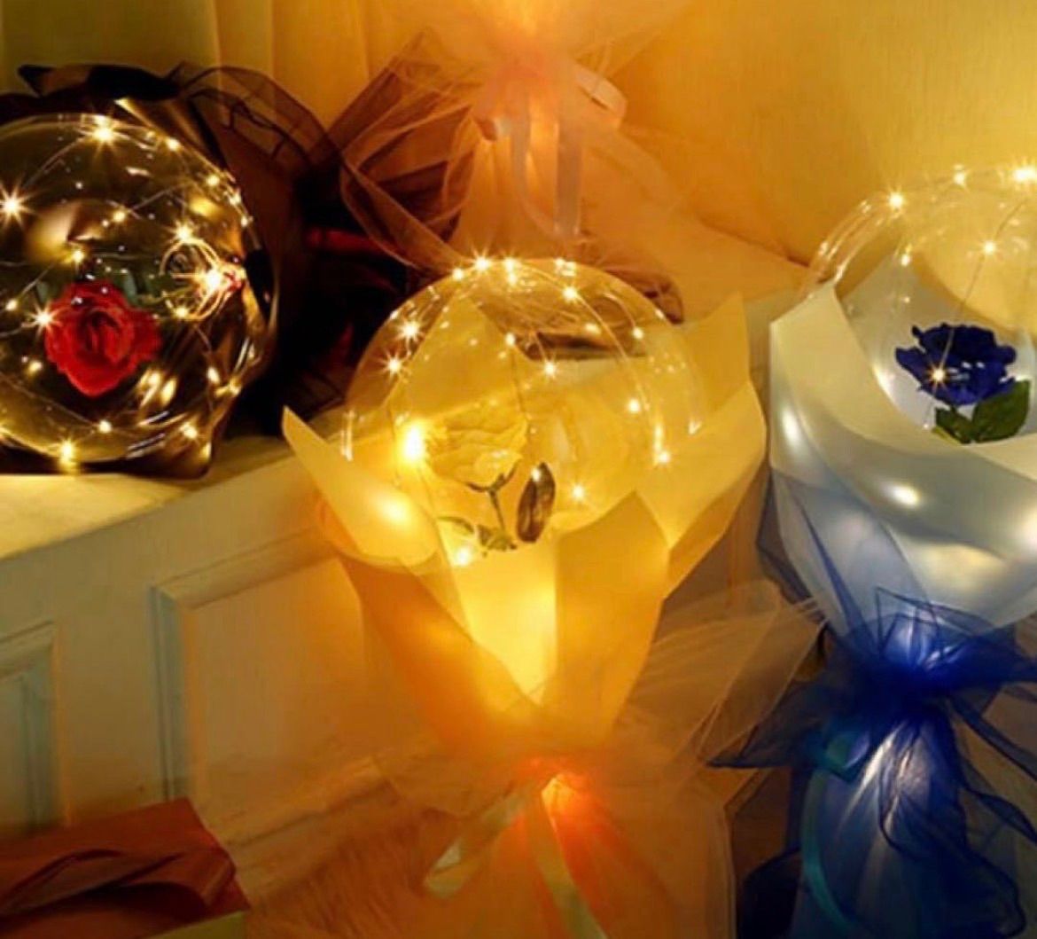 LEDルミナスバルーン ローズブーケ フラワー 花束 造花 バラ