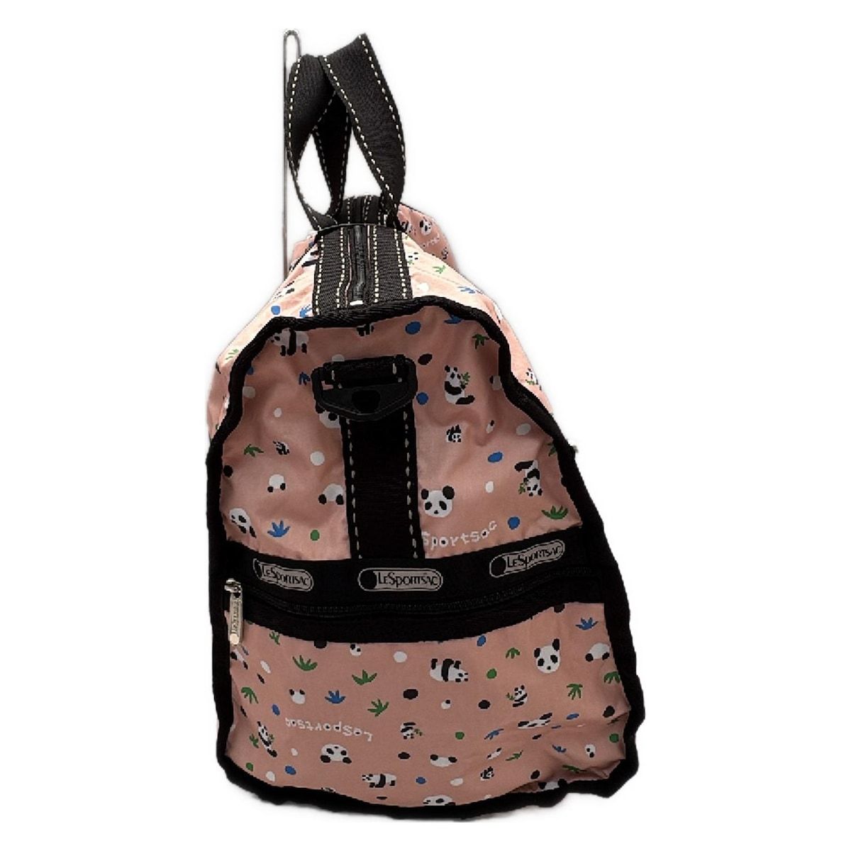 LESPORTSAC レスポートサック ボストンバッグ - ライトピンク×黒×マルチ パンダ 本体ロックなし