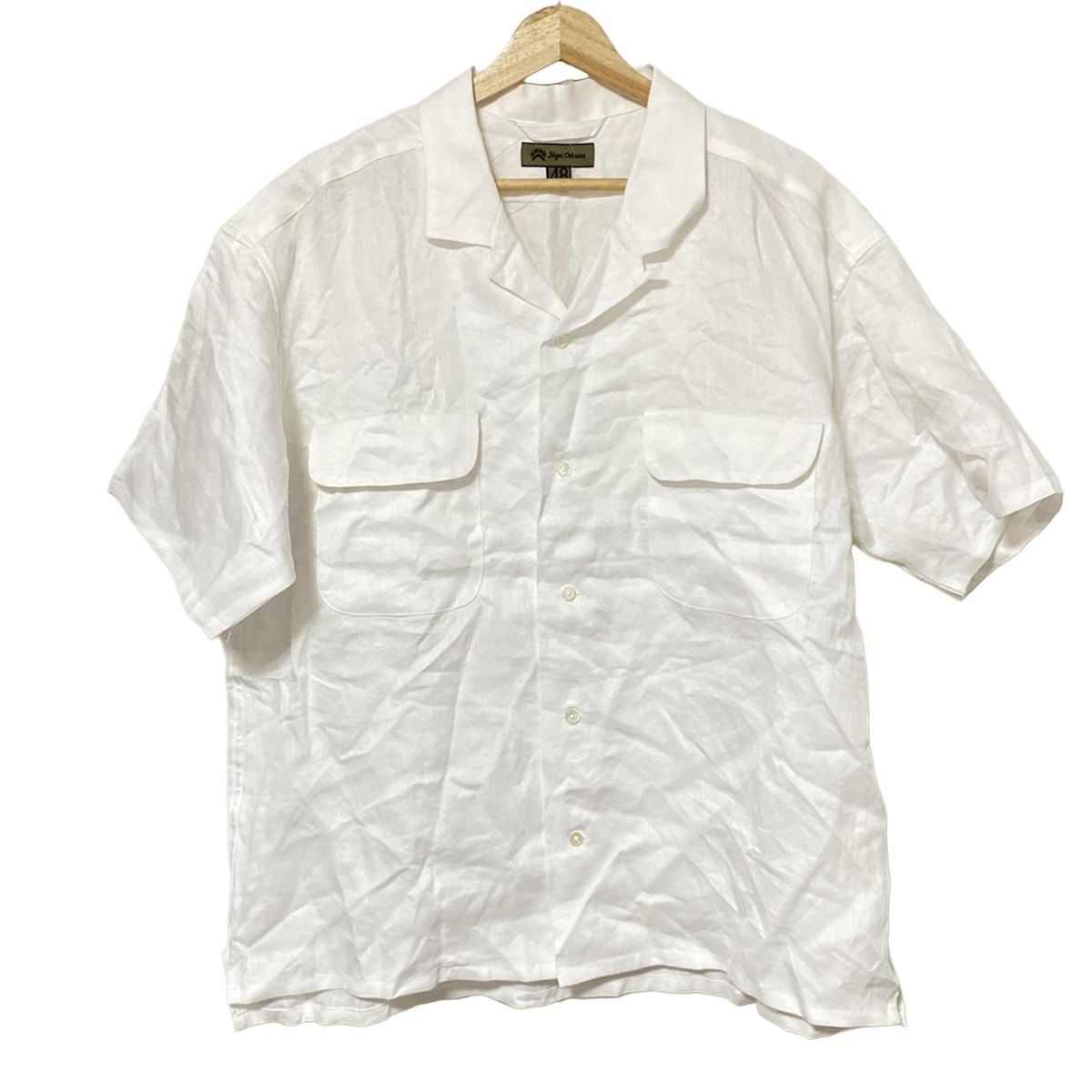 NIGEL CABOURN ナイジェルケーボン 半袖シャツ サイズ48 XL メンズ 白 麻