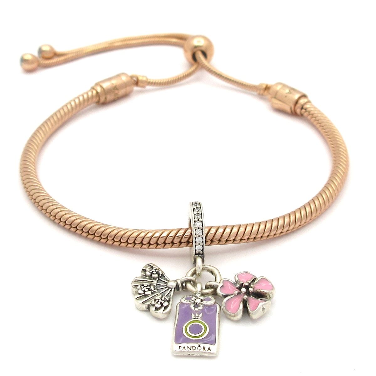 PANDORA パンドラ ブレスレット ピンクゴールド シルバー フラワー