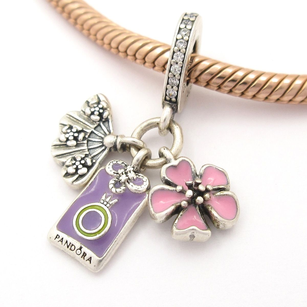 PANDORA パンドラ ブレスレット ピンクゴールド シルバー フラワー