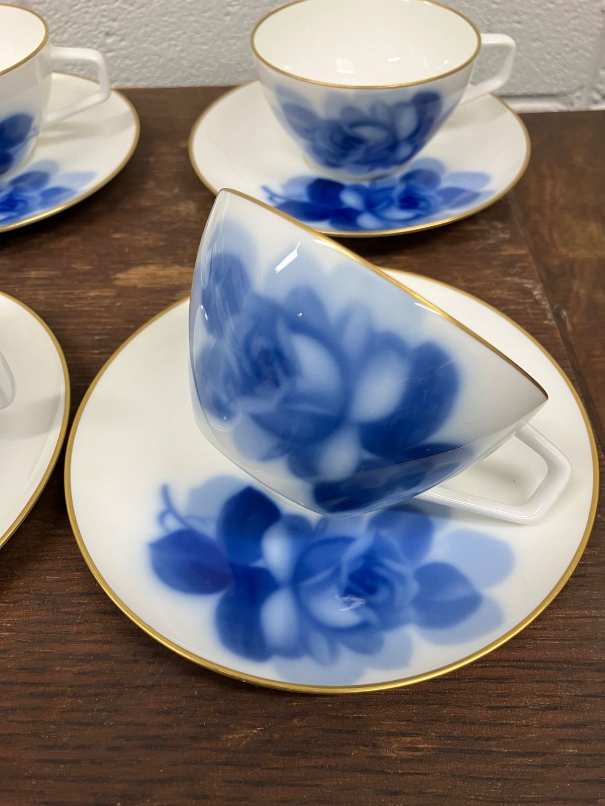 大倉陶園 okura ブルーローズ ティーカップ＆ソーサー 6客セット
