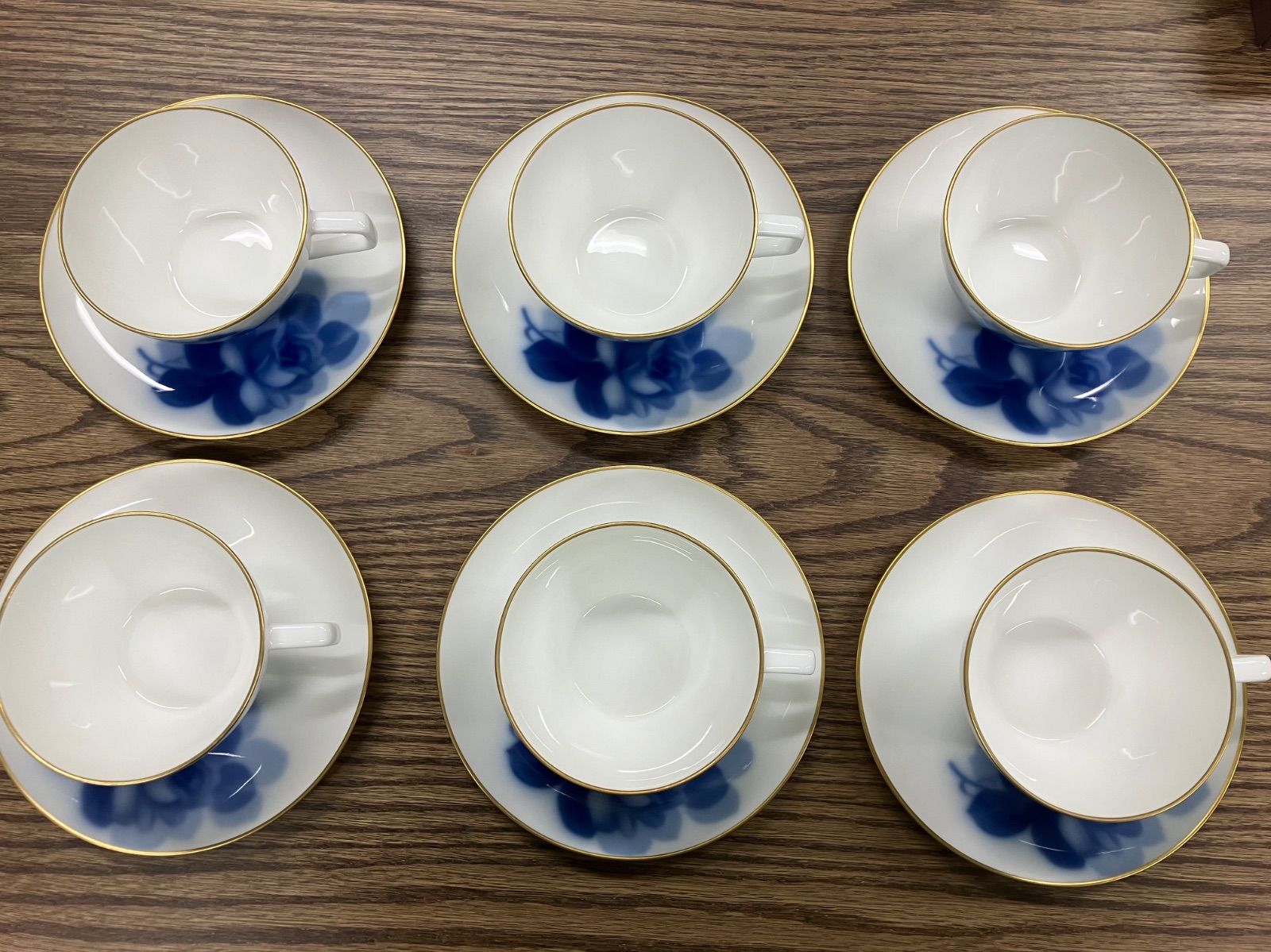  大倉陶園 okura ブルーローズ ティーカップ＆ソーサー 6客セット ティーカップ ソーサー コーヒー ティーカップ