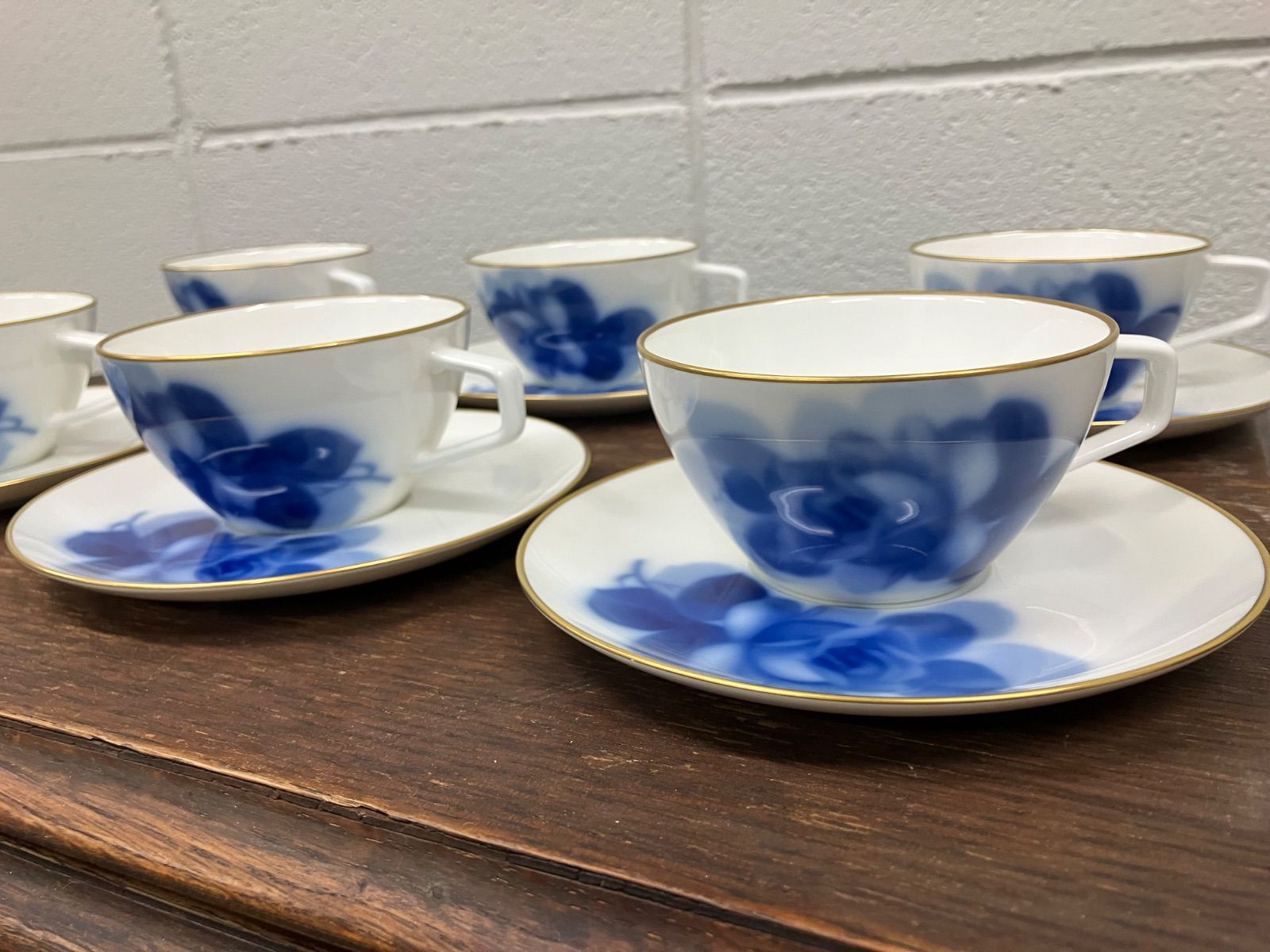 大倉陶園 okura ブルーローズ ティーカップ＆ソーサー 6客セット