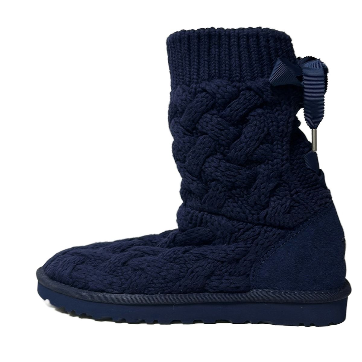 UGG アグ ショートブーツ 24 レディース イスラ 1008840 ネイビー リボン ウール ムートン