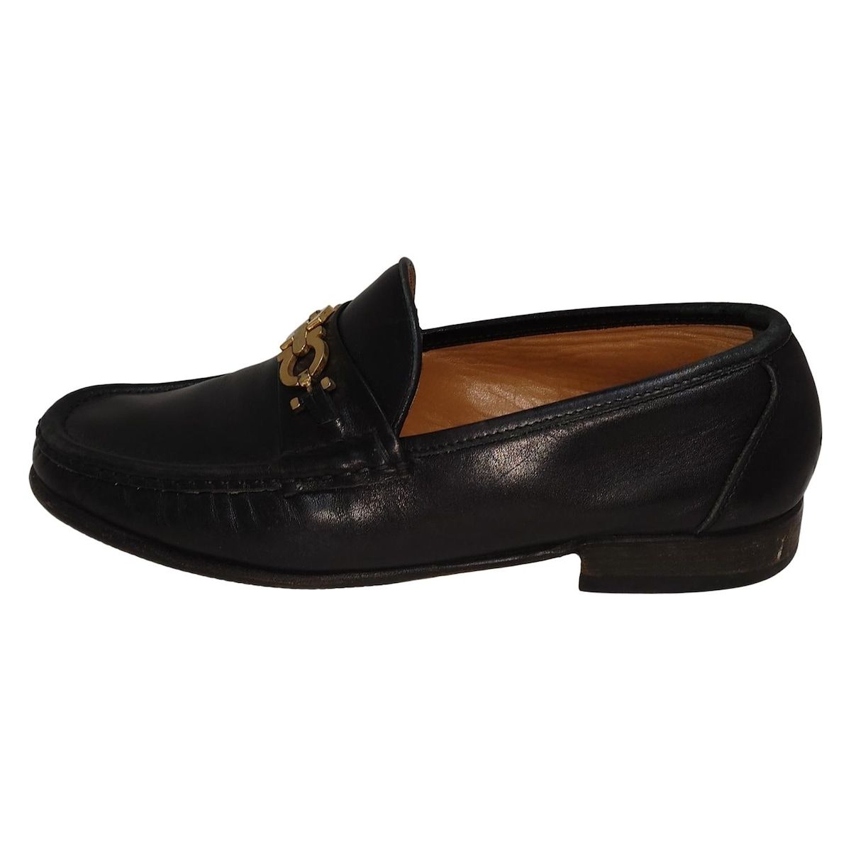 SalvatoreFerragamo サルバトーレフェラガモ ローファー 8 1 2 EE メンズ 黒 ガンチーニ アウトソール張替済 レザー
