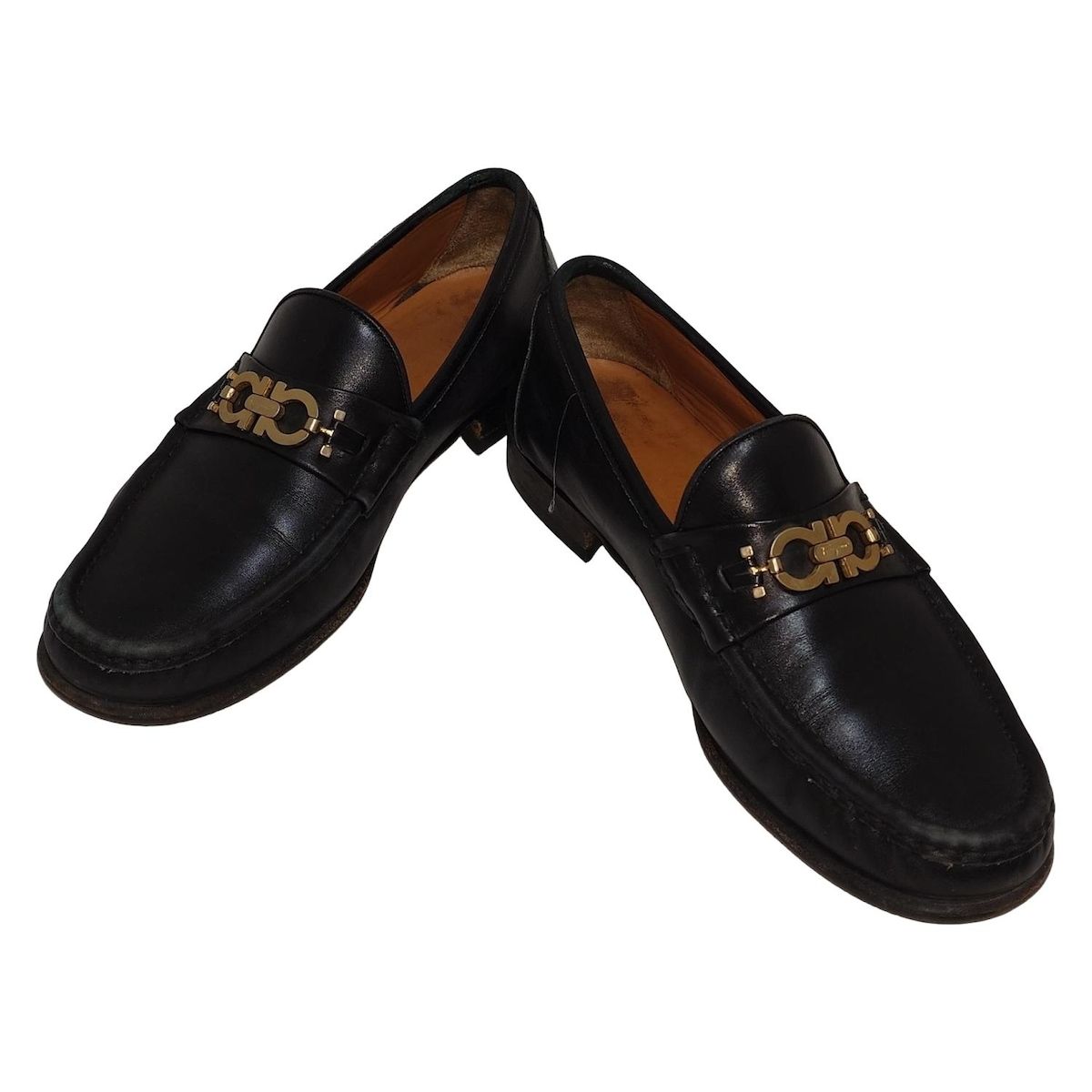 SalvatoreFerragamo サルバトーレフェラガモ ローファー 8 1 2 EE メンズ - 黒 ガンチーニ アウトソール張替済 レザー