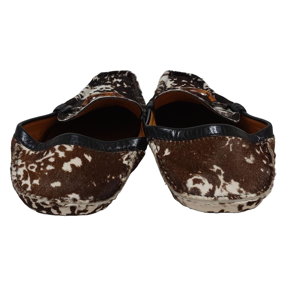  GUCCI グッチ スリッポン 7 1 2 G メンズ 138204 ダークブラウン 黒 白 バンブー ホースビット レザー スリッポン 靴