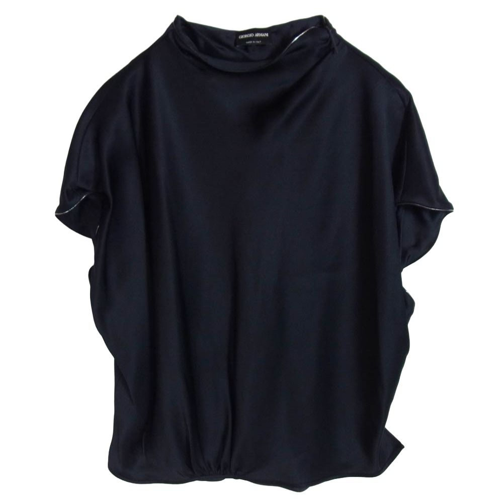 GIORGIO ARMANI ジョルジオアルマーニ シルク ブラウス カットソー ダークネイビー系 50