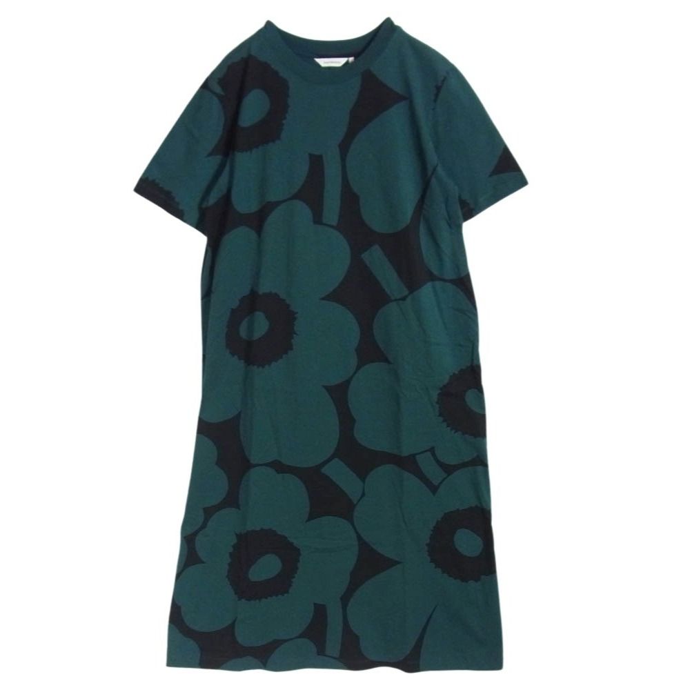 marimekko マリメッコ 25 SS Pahlo Unikko ウニッコ 総柄 Tシャツ ワンピース グリーン系 M
