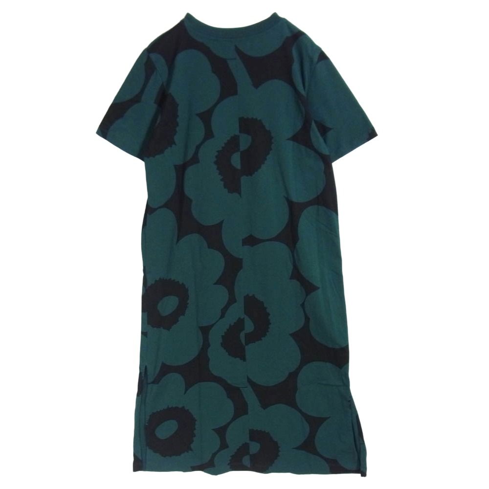 marimekko マリメッコ 25 SS Pahlo Unikko ウニッコ 総柄 Tシャツ ワンピース グリーン系 M