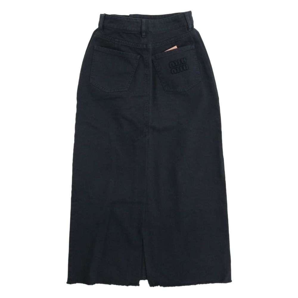 MIUMIU ミュウミュウ MG 1941 23年 ロゴ カットオフ デニム スカート ネイビー系 36