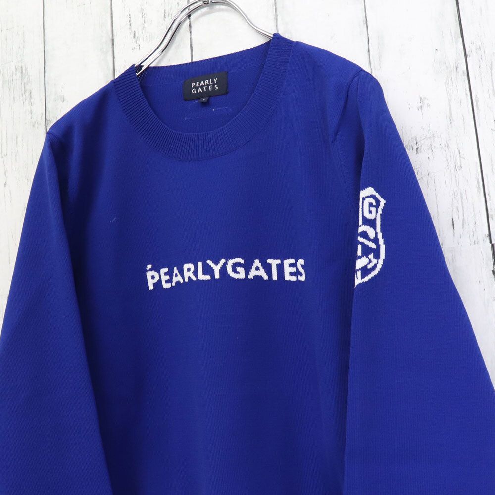 ☆美品 PEARLY GATES パーリーゲイツ センターロゴ ニット クルー