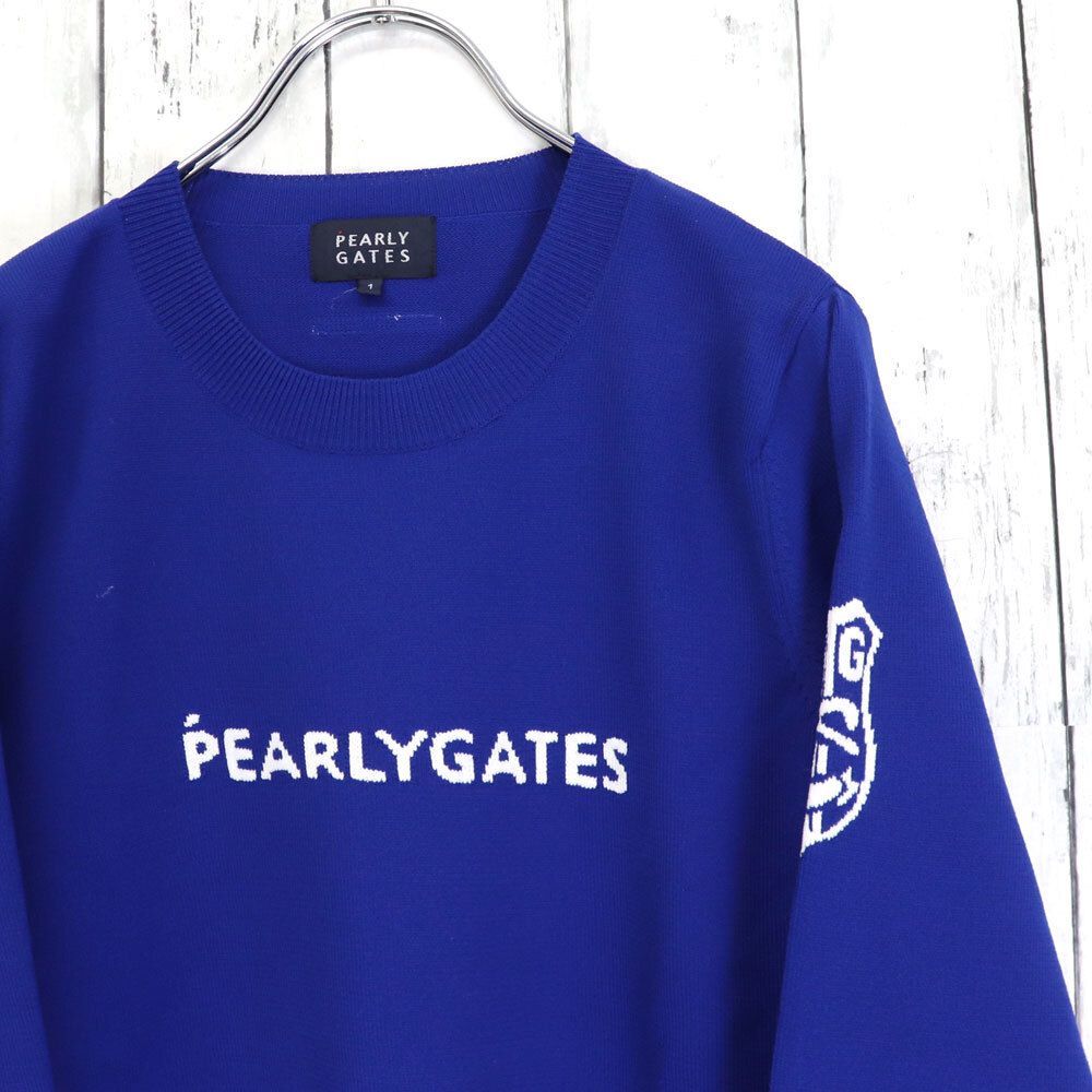 ☆美品 PEARLY GATES パーリーゲイツ センターロゴ ニット クルー