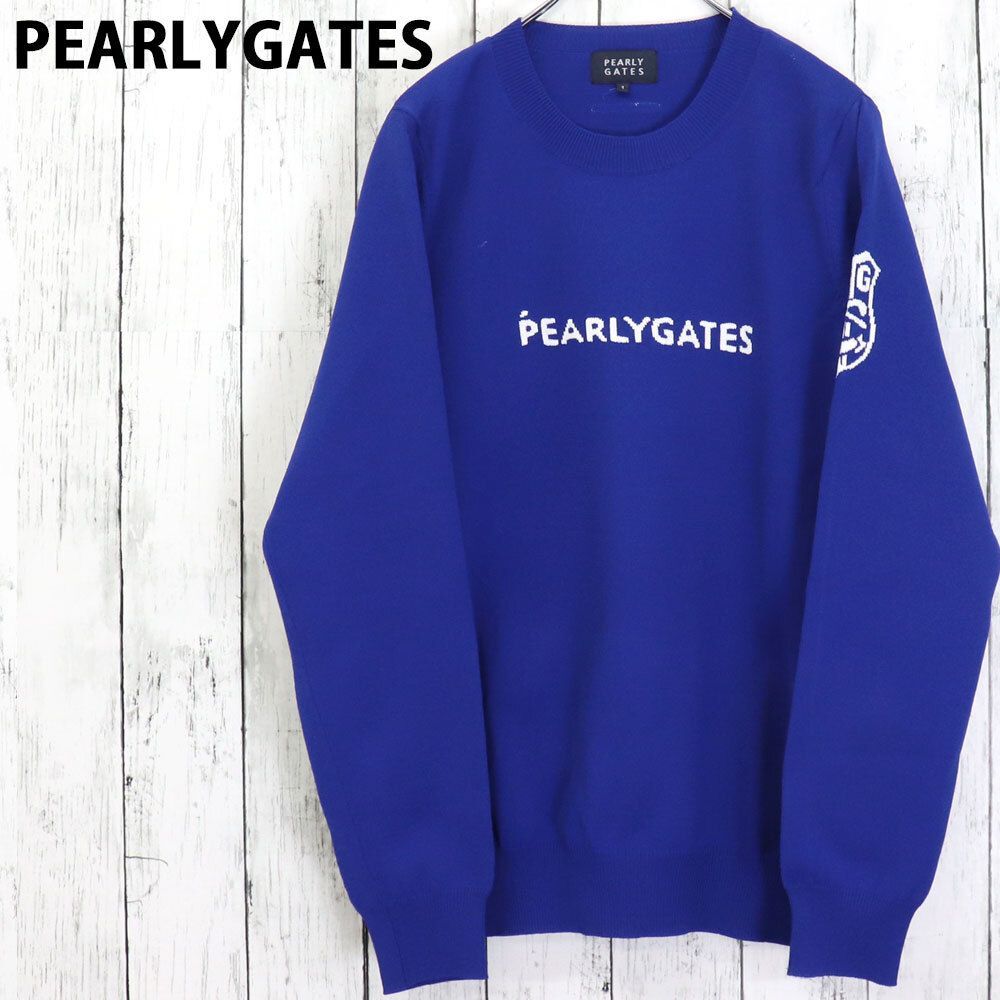 ☆美品 PEARLY GATES パーリーゲイツ センターロゴ ニット クルー