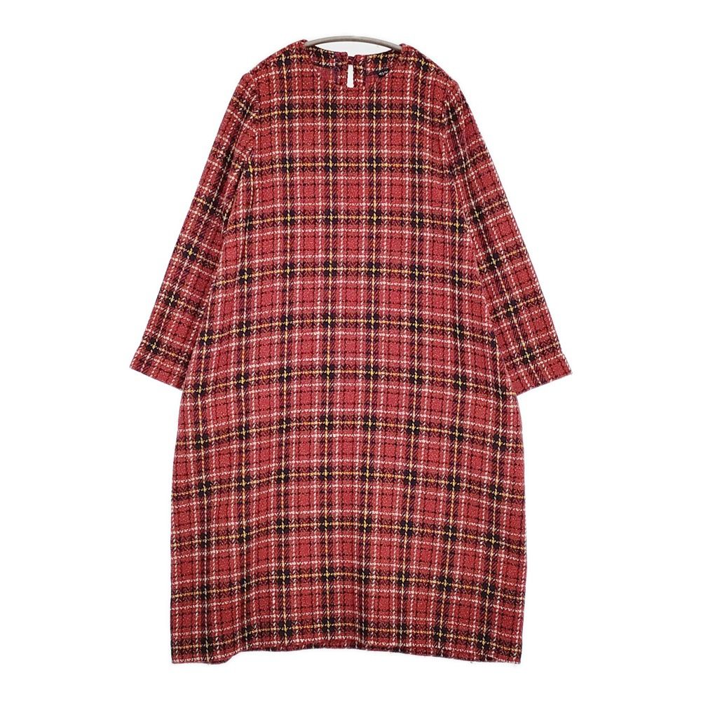 45 R rpm キラキラタータンDRESS 定価73700円 ウールシルク チェック ワンピース レッド レディース フォーティーファイブアールピーエム 5-1206 T
