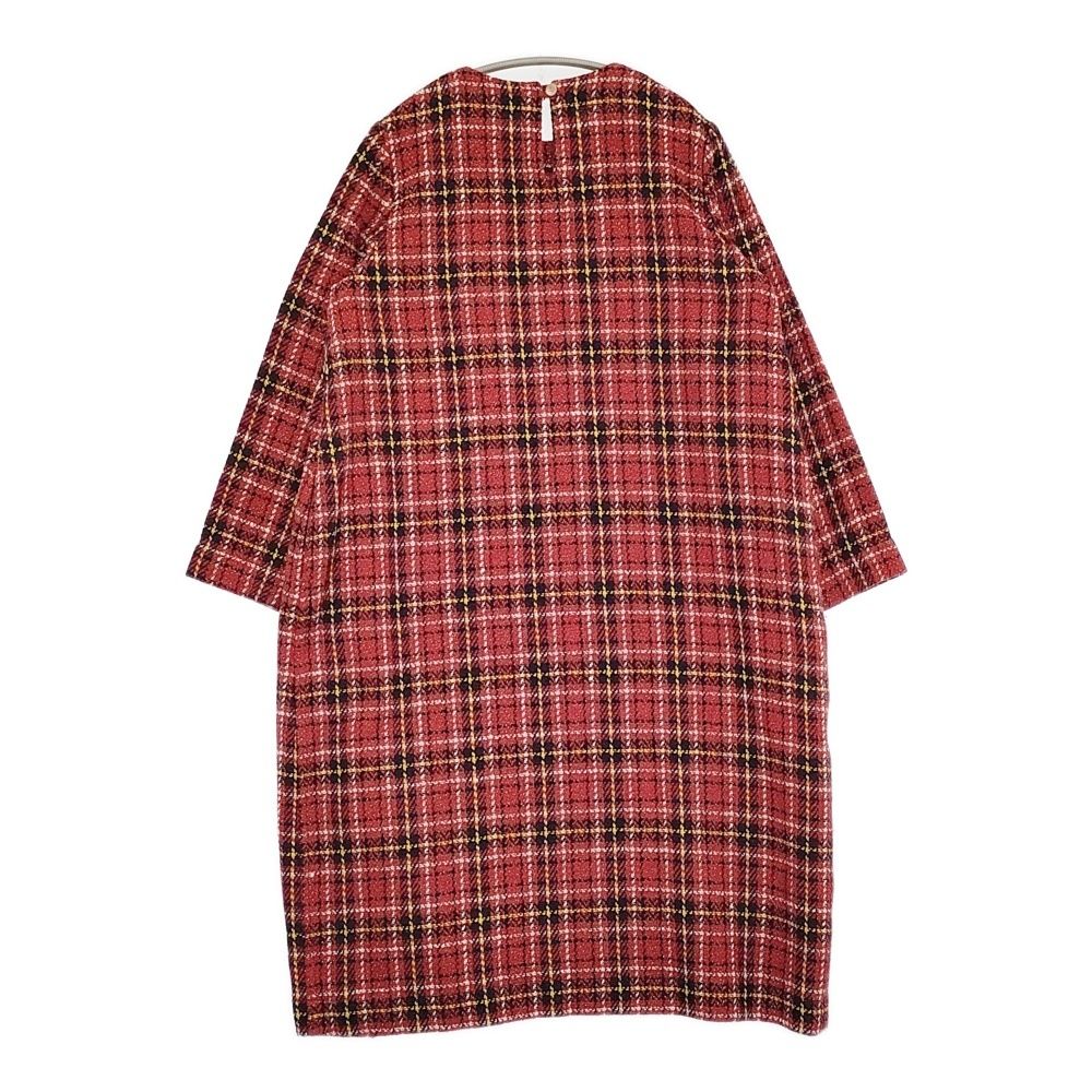 45 R rpm キラキラタータンDRESS 定価73700円 ウールシルク チェック ワンピース レッド レディース フォーティーファイブアールピーエム 5-1206 T