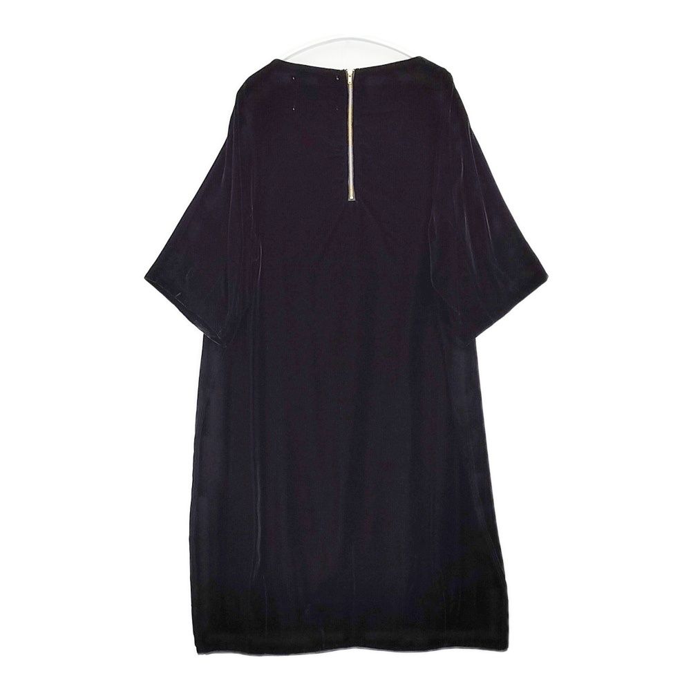 DOUBLE MAISON ベロア 七分袖 DM-030-14-2 ボートネック ワンピース ブラック レディース ドゥーブルメゾン 5-1206 T